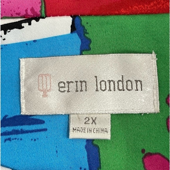 Erin London size 2X jacket abstract mixed prints colorful work career zip up - Picture 6 of 9